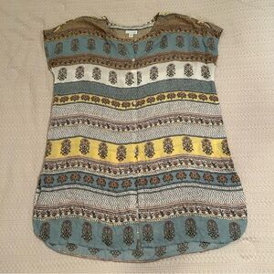 J. Jill Blue and Silver‎ Aztec Graphic Tunic Sz M